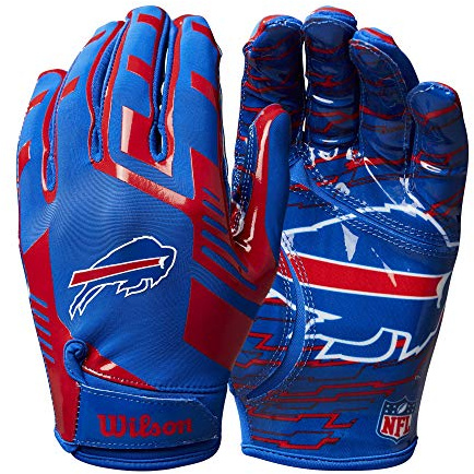 WILSON NFL Stretch Fit Football Gloves - Youth Buffalo Bills