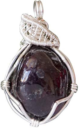 Designs by Nature Gems Garnet Statement Necklace – Handcrafted Sculptural Red Gemstone Pendant, Silver Plated Setting with 24 Chain, January Birthstone Jewelry