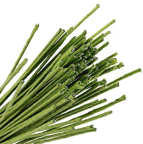 KEILEOHO 400 Stück Blumenstieldraht, 14 Gauge, 39 cm Länge, grüner Blumendraht, mit Papier umwickelter Draht für Blumenherstellung, DIY-Blumenarrangements und Dekorationen