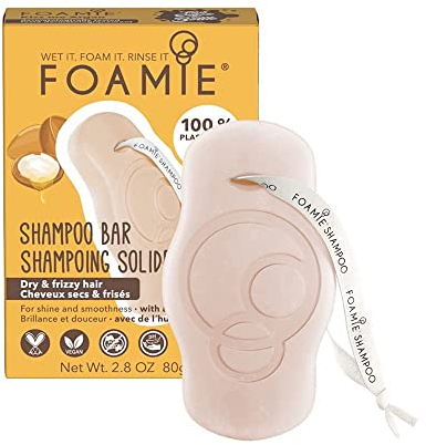 Foamie Shampoo Solido per Capelli Ricci e Secchi con Olio di Argan e Vitamina E, Nutriente e Riparante, Senza Solfati, Anti-Frizz, 100% Vegano e Senza Plastica, 80 g