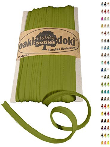 Sandras-Bastelladen Oaki Doki Paspelband/Biesenband Tricot de Luxe Jersey 2m Ø 3mm 430-Blattgrün