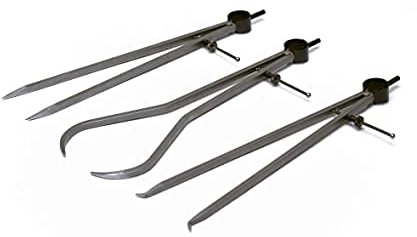 Ensemble de 3 pièces de mesure de haute précision fabriqué au Japon – 150 mm avec étrier à ressort intérieur extérieur et séparateur avec vis de réglage – Acier robuste