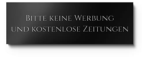 Bitte keine Werbung und kostenlose Zeitungen Schilder für Briefkasten | Hochwertige Gravur auf Kunststoff | Wetterfest - rostfrei - kratzfest - robust - UV-beständig