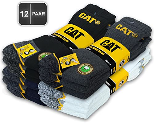 CAT Caterpillar 12 par riktiga arbetssockor kvinnor män arbetsstrumpor affärsstrumpor strumpor storlek 35–50, 12 par färgblandning2, 46-50