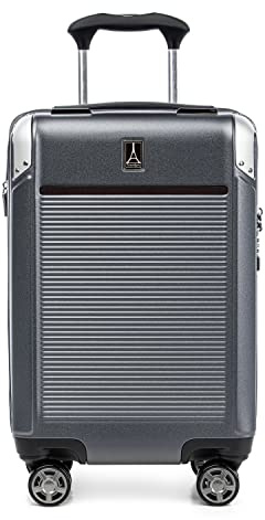 Travelpro Platinum Elite Hardside Expandable Suitcase, 8 Wheel Spinner, TSA Lock, Hard Shell Polycarbonate Suitcase, Vintage Grey, Compact Carry on 56x36x23 cm