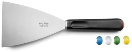 SABATIER TROMPETTE - Spatule triangle - Pro Flex - Acier X30Cr13 finition satinée manche polypropylène et mitre en acier et système HACCP - 26 cm (Spatule 13 cm) - Noir