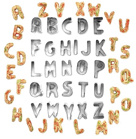 MYSUNBAR Ausstechformen Für Buchstaben Ausstechformen für Keks Fondant Plätzchenausstecher Edelstahl Alphabet Edelstahl Ausstechformen Keksformen Buchstaben Plätzchenform Keksausstecher