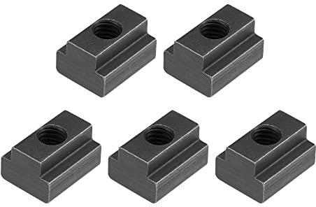 sourcing map M6 Thread T Slot Nuts, Alloy Steel Black Oxide Finish Grade 8.8 Tapped Through Slot T-Nuts Furniture 5Pcs