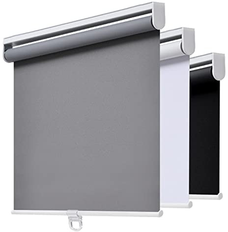 AOSKY Cordless Roller Shades Blackout Blinds for Windows Room Darkening Rolled Up Shades with Spring System, UV Protection Window Shades Door Blinds for Home 25 W x 72 H (64W x 183H cm),Grey