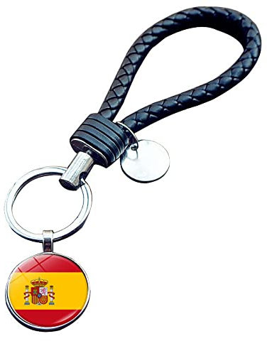 JEDTAKCT Spanien-Flagge, Wm-Schlüsselanhänger – Länderflaggen-Anhänger, Lederseil, Schlüsselanhänger, Fußballfan-Souvenir, Neuheits-Schlüsselanhänger Für Männer, Frauen, Paare, Geschenk,