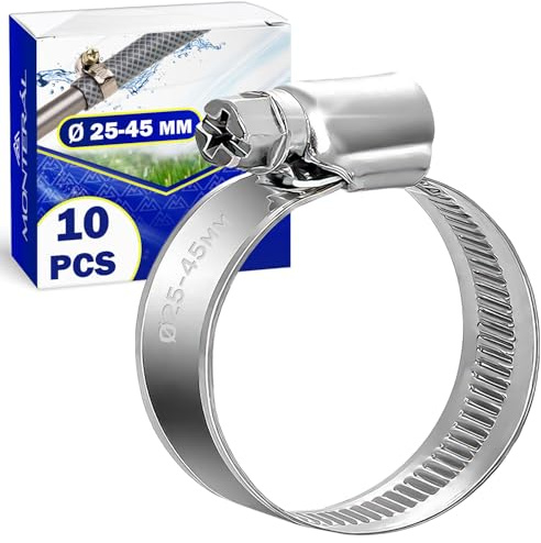 10x Abrazaderas Metalicas para Tubos Ø25-45mm - Abrazadera Metalica | para Manguera de Piscina Jardin Lavadora Tuberia de Agua - MONTERAL