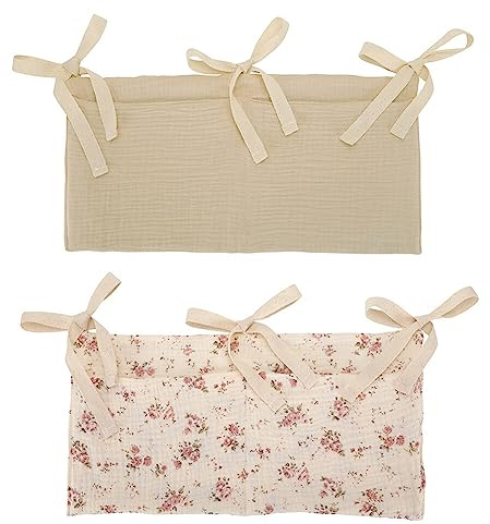Eforcase 2PCS Baby Crib Organizer Cot Caddy Bed Storage Bag Hanging Pocket Diaper Nursery Organizer Bed Hanging Organizer Bag