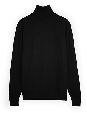 Diana Studio - Maglione Collo Alto basico Nero Uomo, 100% Lana Merino, tinta unita, maniche lunghe , Taglia L, Regular Fit