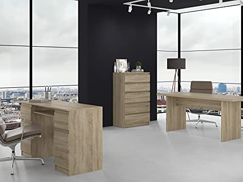 CDF Commode 5 Tiroirs Commode Chambre Chêne Sonoma Meuble Armoire de Rangement Spacieux pour Salon Bureau Spacieuse et Design Moderne Facile à Installer 40x70x109,5 cm Meuble à Vêtements