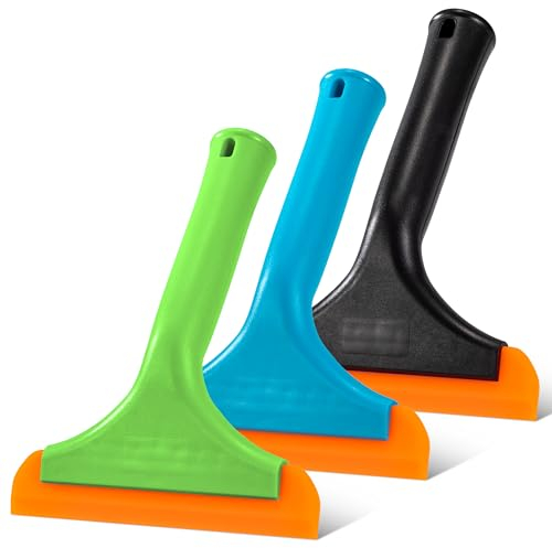 Heveer Silicone Window Squeegee Small Windscreen Squeegee Car Non-Slip Shower Squeegee Small for Window Cleaner Bathroom Cleaning Mirror Glass Pack of 3