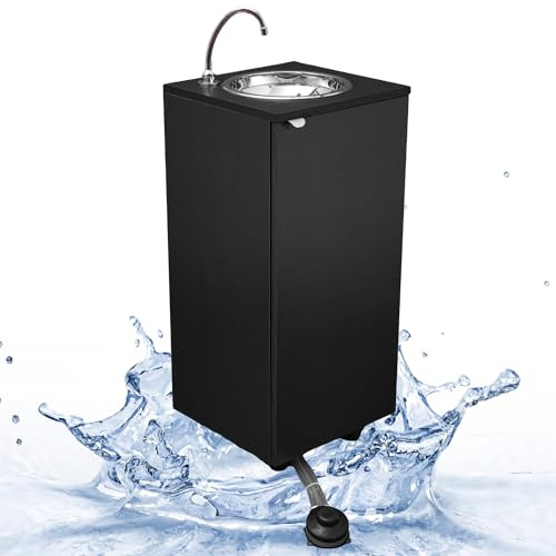 Express Water Basic Dark Plus, Lavandino Lavabo Lavello, Portatile Autonomo Trasportabile, con Serbatoio d'Acqua, in Acciaio Inox, con Comando a Pedale con Kit Acqua Calda, Certificato per ASL