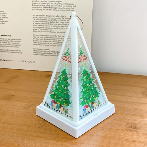 Akxlax 4 Stück Mini Weihnachtsbaum Laterne Weihnachten, Plastik Weihnachtsbaum Klein mit Beleuchtung, Weihnachtsbeleuchtung Miniatur Weihnachtsdeko, Weiss Warmweiß (Weihnachtsbaum)