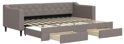 vidaXL Dagbädd utdragbar med lådor taupe 80x200 cm tyg