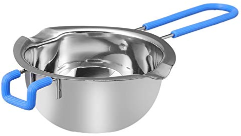 Stainless Steel Double Boiler Pot Steel Universal Insert Melting Pan with Silicone Handle for Melting Chocolate Butter Cheese Caramel and Soap Making Blue (Color : Blue)