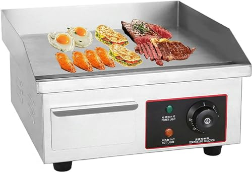 Piastra per Griglia Elettrica Professionale, Piastra Elettrica in Ghisa, 8 mm, Piastra di Cottura in Acciaio Inox in Ghisa, 50-300°C, per Grigliare Carne, Bistecche, Hamburger o Friggere Uova-1pc