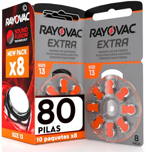 80 Batterien für Hörgeräte Rayovac Extra 13. - 10 Blister à 8 Batterien