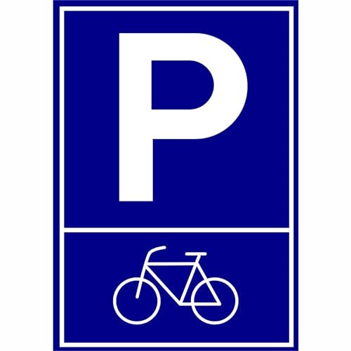 Indigos UG - Schild Parkplatzschild - Fahrrad Motiv - Schild 30x21 cm - Warnung - Sicherheit - Hotel, Firma, Haus - Aluverbundplatte 3mm - Hinweisschild - Warnschild