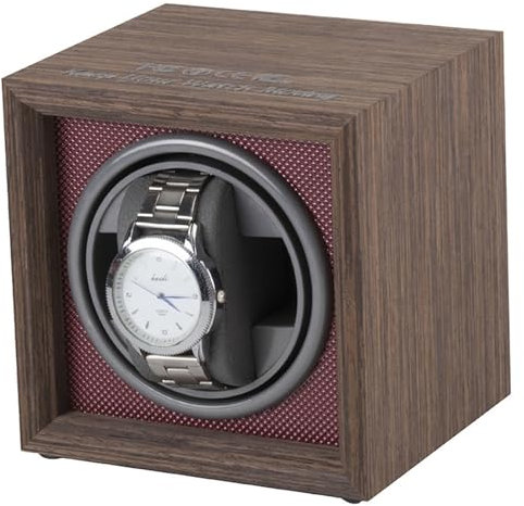 Automatischer Einzeluhrenbeweger Hölzern Mechanische Uhrenbox Mit Automatikaufzug Uhrenaufbewahrung Wickelkoffer Mit Leisem Motor PU-Leder Uhrenkissen Aus Memory Foam Für Männer Und Frauen Uhren ( Col