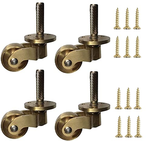 Schwerlastrollen Set mit 4 Transportrollen, Lenkrollen, 25 mm, antike Vintage-Rollen aus poliertem Messing, Lenkrollen, Möbelrollen aus massivem Messing, for Möbel, Schränke, Sofas, Rollwagen, Stühle,