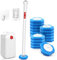 JEHONN Escobilla Baño Desechable WC con Sistema de Sujeción Mejorado, Cepillo para Inodoro con 16 Rellenos de Detergente, Toilet Brush Mango Largo Montado En La Pared