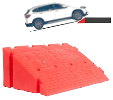DHNDSDP 2PCS Rampe Rampa Portatile per Soglia Altezza 16/19 Centimetri Rampa Rossa Rampa A Cordolo in Plastica Giuntura Libera Pedana A Scatto Gradini della Rampa per Sedie A Rotelle(H-19CM)
