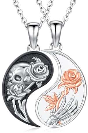 OHAYOO Yin Yang Halskette 925 Sterling Silber Anhänger Kette Partnerketten für Sie und Ihn Schmuck Geschenke für Damen Herren Couple