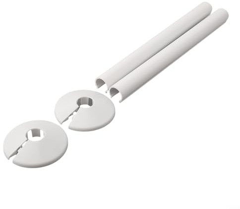 2 Stück Kunststoff-Rohrabdeckungen für 15 mm Rohre, dekorative Abdeckungen, Rohrverschraubungen, Zubehör für Badezimmer, Küche, Heizkörper-Rohrabdeckungen (weiß)
