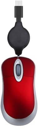 KANGQL - Souris filaire, mini USB C, câble rétractable, petite souris pour enfants de 3 à 8 ans, souris optique de voyage 1000 DPI, rouge