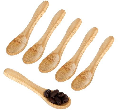 6 Stück Kleine Holzlöffel Handgemacht - Kleine Löffel aus Naturholz - Holzbesteck für Honig, Tee, Küche, Eis