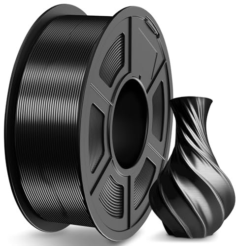 TECBEARS PLA Silk Filament 1.75mm Schwarz 1KG, Shiny Silk PLA 3D Drucker Filament, mit Seidenglattes Finish, Gute Farbwiedergabe, Maßgenauigkeit +/- 0.02, 1 Spulen, 1kg pro Spule PLA Schwarz