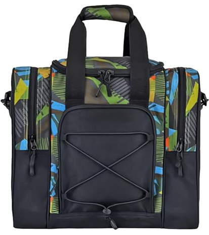 Borsa da bowling singolo, da bowling, da bowling, con cintura regolabile, scomparto imbottito, adatta per scarpe da uomo e da donna, verde, 36,5 x 24 x 32,5 cm, Vedi descrizione