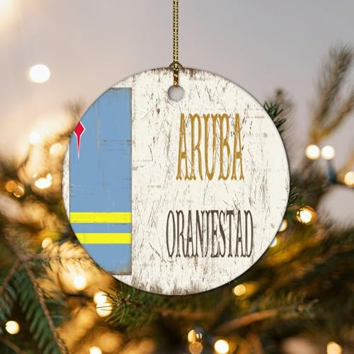 Aruba Oranjestad Weihnachtsbaum Hängende Ornament Aruba Weihnachtsschmuck für Baum Keramik Ornamente Geschenk Weihnachtsstrumpf Füllung Geschenk