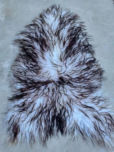 Provellus Premium Langhaar Island Schaffell Schaffelle Fell Lammfell Natur lockig Curly (Braun geflammt, 100-110cm x 50-60cm)
