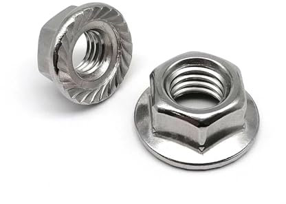 Generisch 2/10/20 Stück M3 M4 M5 M6 M8 M10 M12 DIN6923 316 A4 Edelstahl Sechskant-Sechskantkopf gezahnte Verriegelung Spinlock-Flanschmutter(10pcs M8)