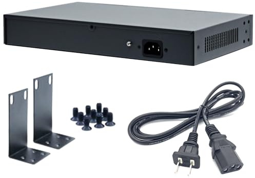 18-Port Gigabit PoE Switch with 16 Port PoE, 16-Port Unmanaged 10/100mbps Network PoE Switch with 2 Uplink Ports