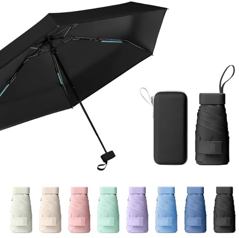 Sykrawki Reise-Regenschirm, Mini Regenschirm, Kleiner UV-Regenschirm, Winddichter Regenschirm Mit Kapselhülle, Tragbarer Taschenschirm Für Männer Und Frauen