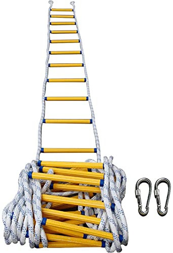 Fire Escape Ladders Fire Escape Rope Ladder Flame Resistant Emergency Fire Safety Evacuation Ladder with Hook Carabins for Kids and Adults 2-8 Story Fire Rescue Ladder10FT/3M,131ft/40m