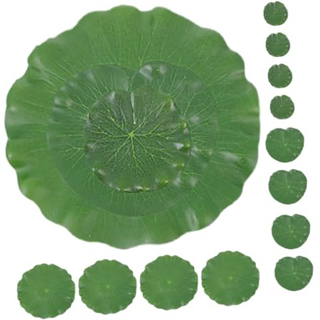 DECHOUS 15pcs Floating Lily Pads for Ponds Realistic Artificial Greenery for Aquariums and Fish Pools Safe for Fish Various