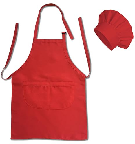 Matissa & Dad Adjustable Adult Cooking Apron and Chef Hat Set Unisex Kitchen Apron Men Women with Pocket Chef Apron for Baking, BBQ, Painting, Craft, Grilling, Cleaning, Gardening