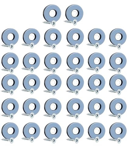 32 PCS Teflongleiter zum Schrauben, Möbelgleiter, Bodengleiter 22 mm mit 32 Edelstahlschrauben, Teflongleiter für Stühle, Effektiver Möbelschutz für Stühle und Böden(Rund | Schwarz)