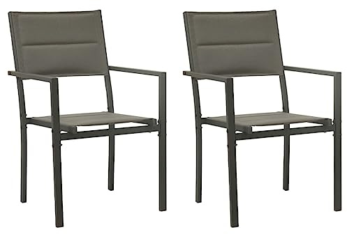XINCXIN Gartenstühle 2 STK., Korbsessel Gartenmöbel Gartensessel Stühle Geeignet für Terrace Balcony Garden Outdoor Textilene und Stahl Grau und Anthrazit