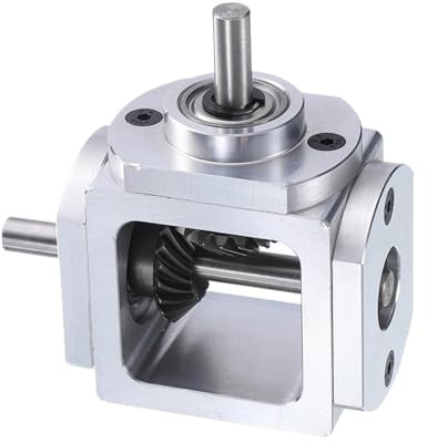 90 Degree Right Angle Bevel Gear Box, 1:1 Single Output Shaft, 20 Teeth Module, Aluminum Frame