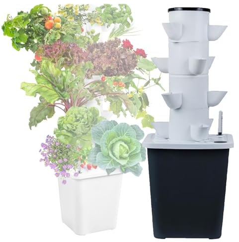 HFDJRWK Hydroponic Tower Garden Hydroponic Planting System, Diy Hydroponic Farm Equipment, Suitable for Indoor Herbs, Fruits, and Vegetables(20 holes)