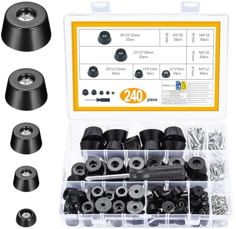 240 PcsRubber Feet for Chopping Board Feets: 120 Non Slip Cutting Board Feet with 120 Screws, Small Rubber Feet for Garden Furniture Electronics Appliances