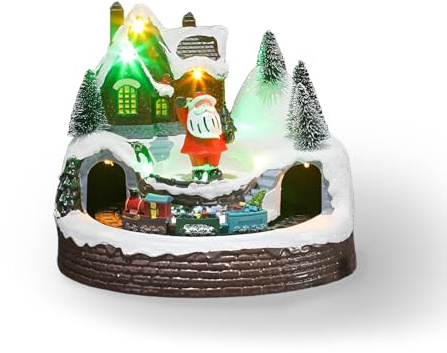Syfunlv Weihnachtsbaum Spieluhr,Vintage Spieluhr mit Weihnachten Lauren,Weihnachtsdekoration Spieluhr Geschenk,Harz Mikrolandschaft Dekoration,Schneemann Elch,für Kinder,Familie (Stil 3)